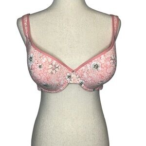 Lucky Brand Pink Floral Bra‎ Size 40D Underwire Lace Back